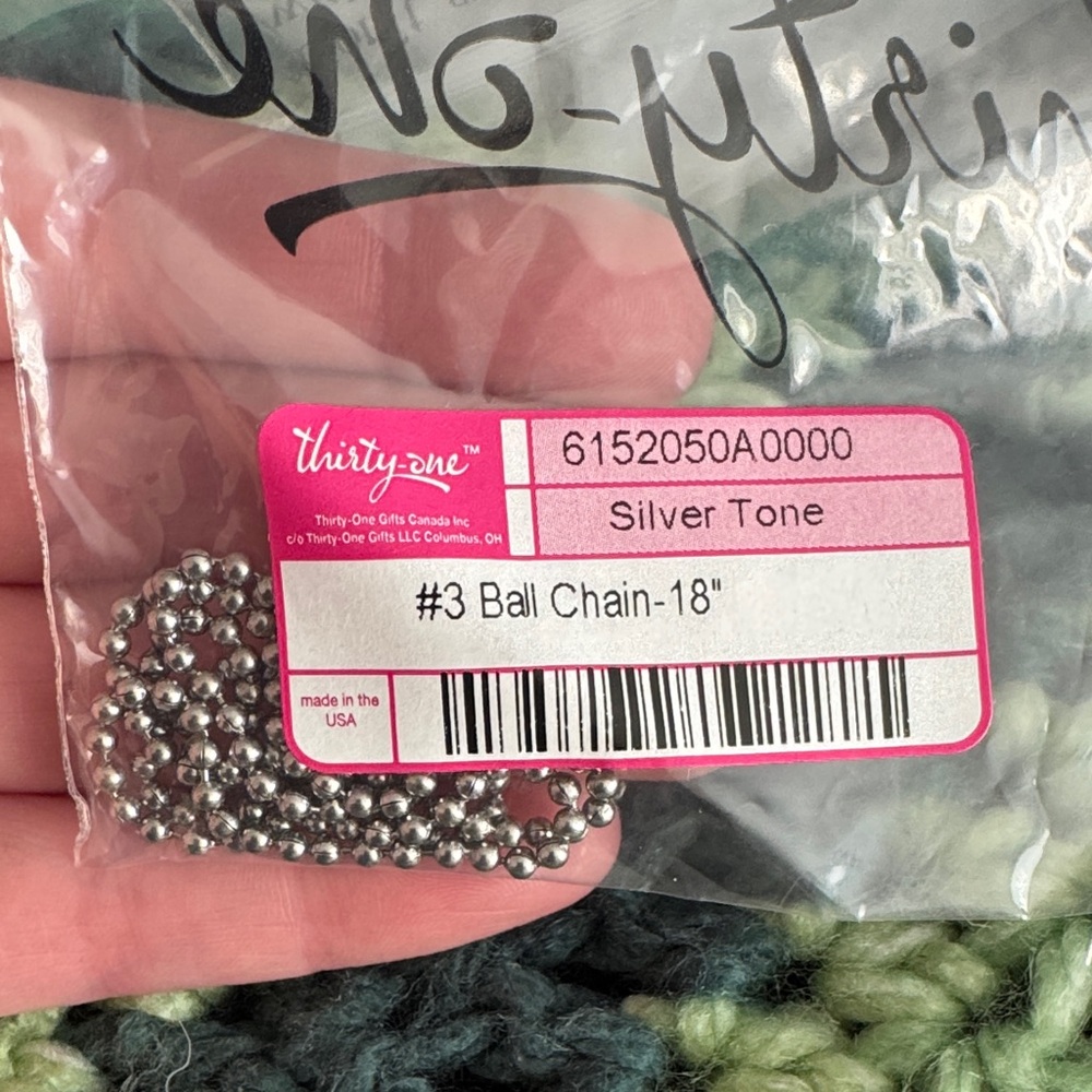 Thirty-One Silver Tone Ball Chain Necklace
